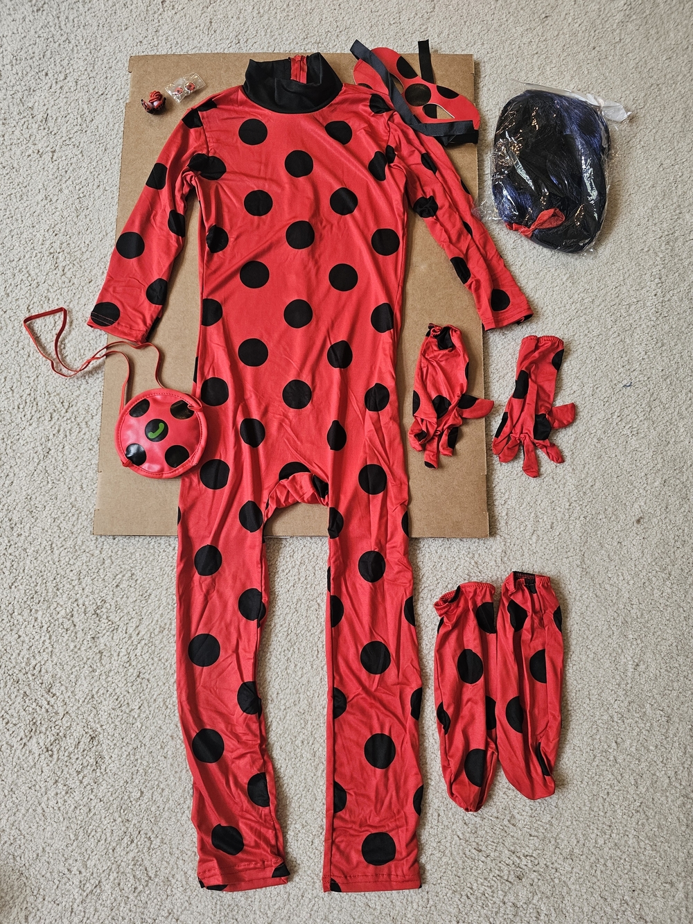 Miraculous Ladybug Costume Girls Size XL Wig Accessories